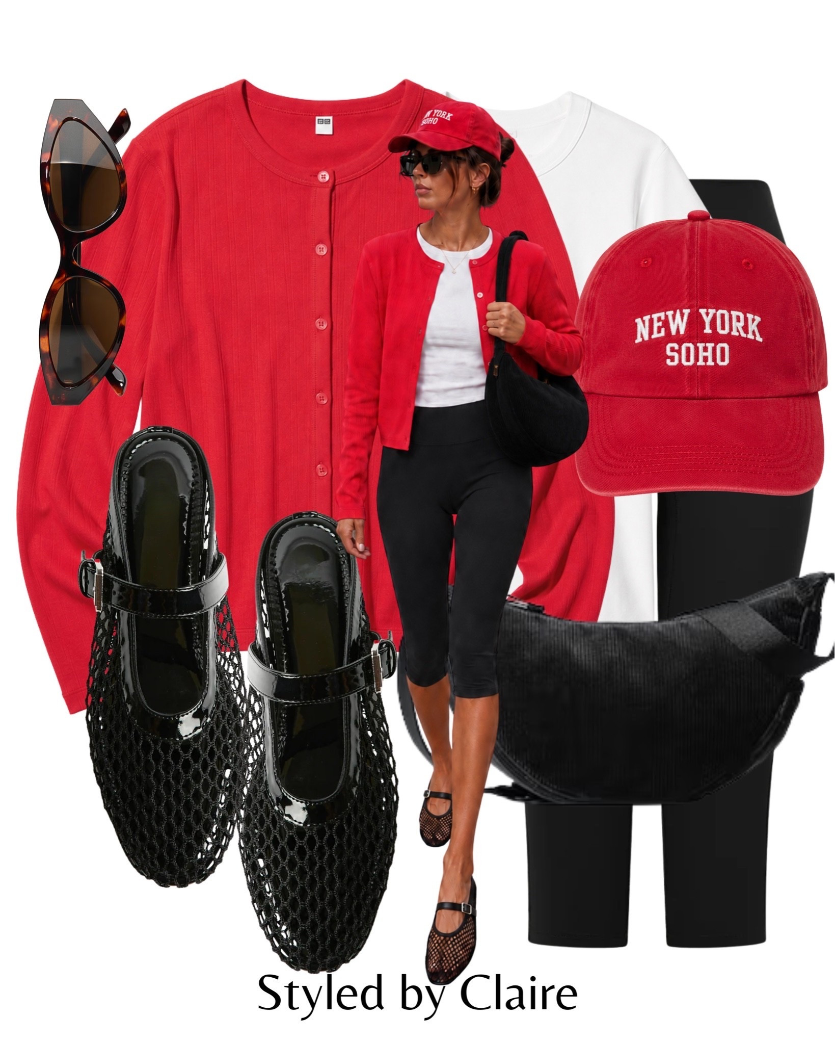 RED POINTELLE CARDIGAN❤️‍🔥
AD #uniqlolifewear
Tags: capri leggings black mesh mule ballet flats crew neck tshirt cross body bag black cap sunglasses fashion inspo autumn knitwear transitional outfit ideas women’s style

#LTKstyletip #LTKautumn #LTKbag