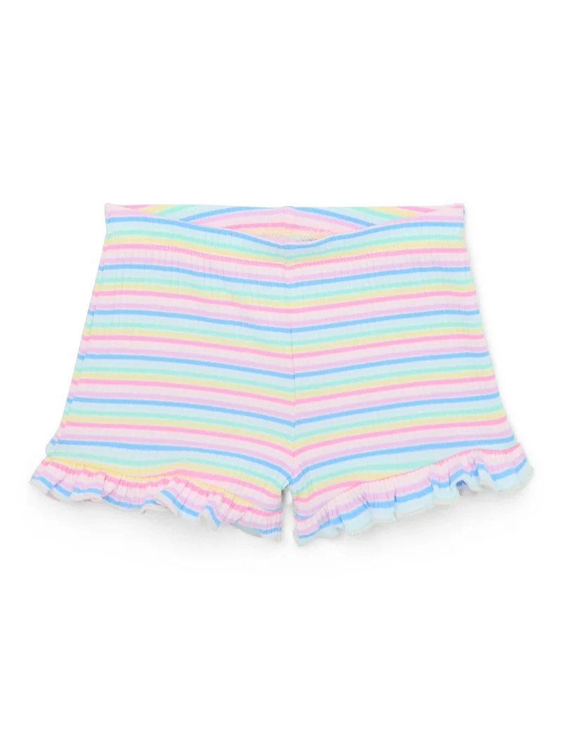 Garanimals Baby Girl Ruffle Edge Striped Rib Shorts, Sizes 0-24 Months | Walmart (US)