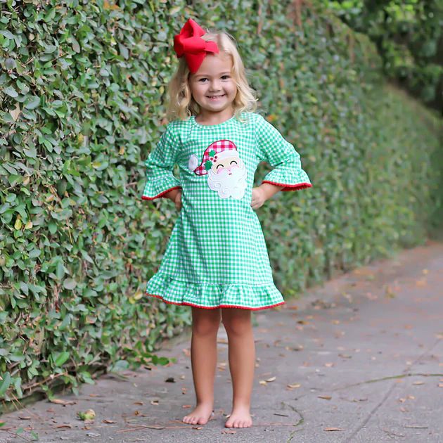 Happy Santa Green Milly Dress | Classic Whimsy