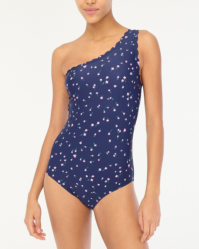 Scalloped one-shoulder one-piece swimsuit | J.Crew Factory