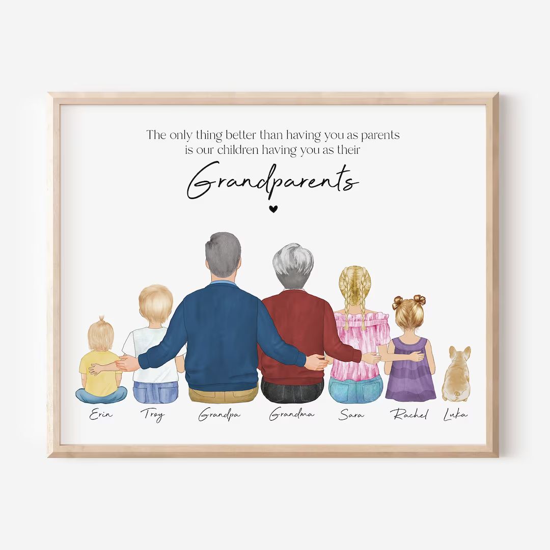 Christmas Gift for Grandparents Custom Family Portrait - Etsy | Etsy (US)