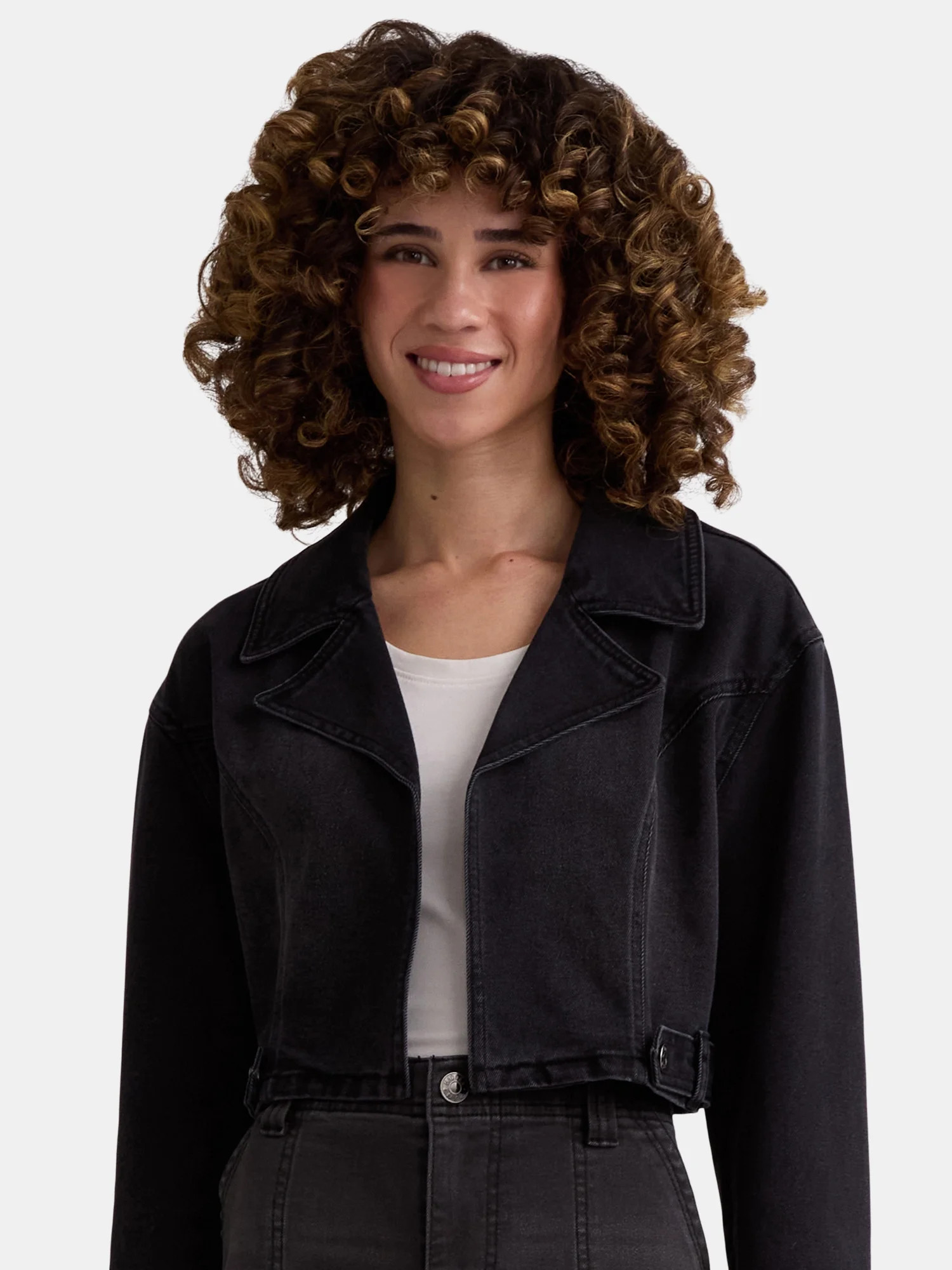 Madden NYC Women’s Cropped Denim Moto Jacket, Sizes XXS-XXL | Walmart (US)