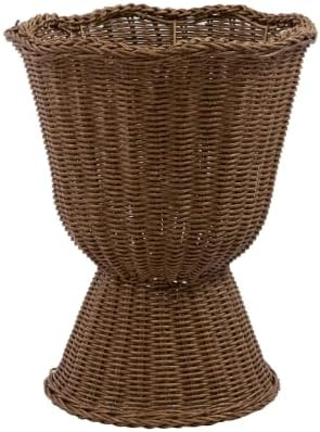 14" Brown Woven Urn-Style Planter with Scalloped Rim, | Amazon (US)