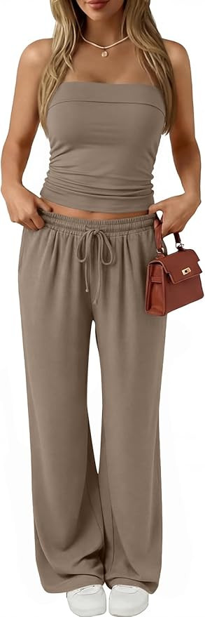 Trendy Queen 2 Piece Vacation Outfits for Women Summer Travel Outfits 2026 Spring Fashion Tube To... | Amazon (US)