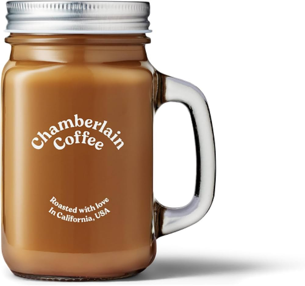Chamberlain Coffee Cold Brew Mason Jar - 16 Oz Mason Jar for Cold Brew, Iced Coffee & Matcha - Sq... | Amazon (US)
