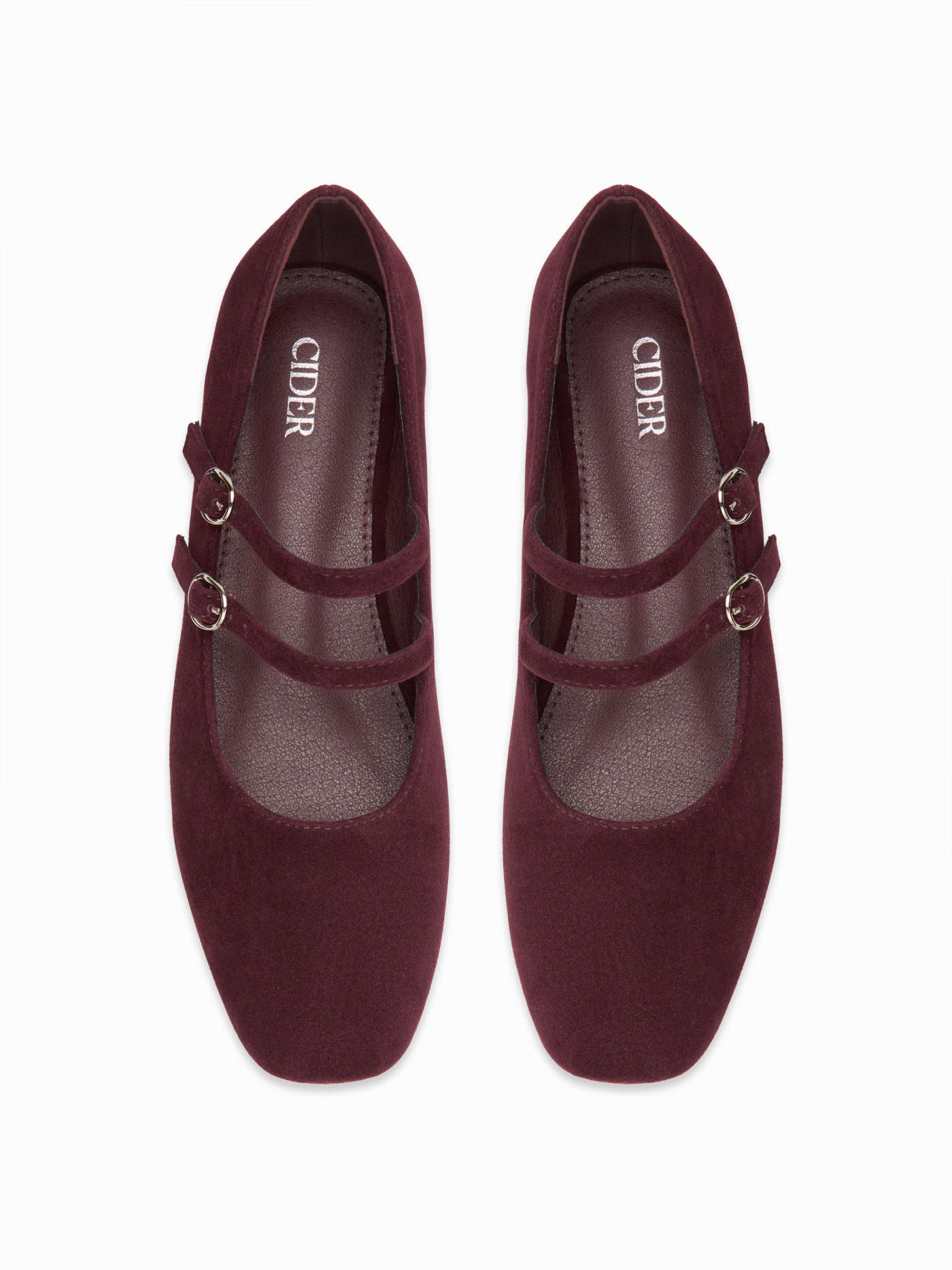 FAUX SUEDE SQUARE TOE BUCKLE MARY JANE FLATS For Dagelijkse casual | Cider