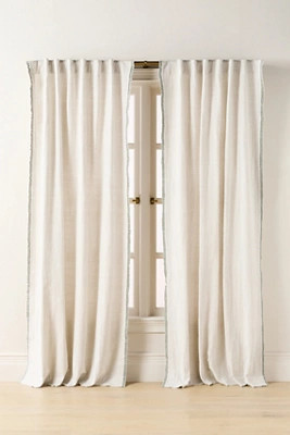 Camille Cotton Linen Pleated Ruffle Trim Curtain | Anthropologie (US)