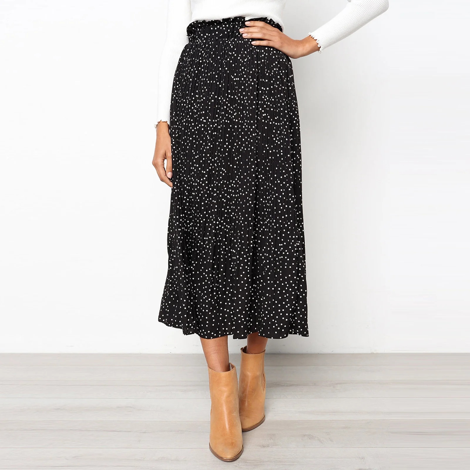 Idoravan Women's Basic Versatile Skirt Fashion Women Print Casual Ruched Ruffles Pocket Elastic W... | Walmart (US)