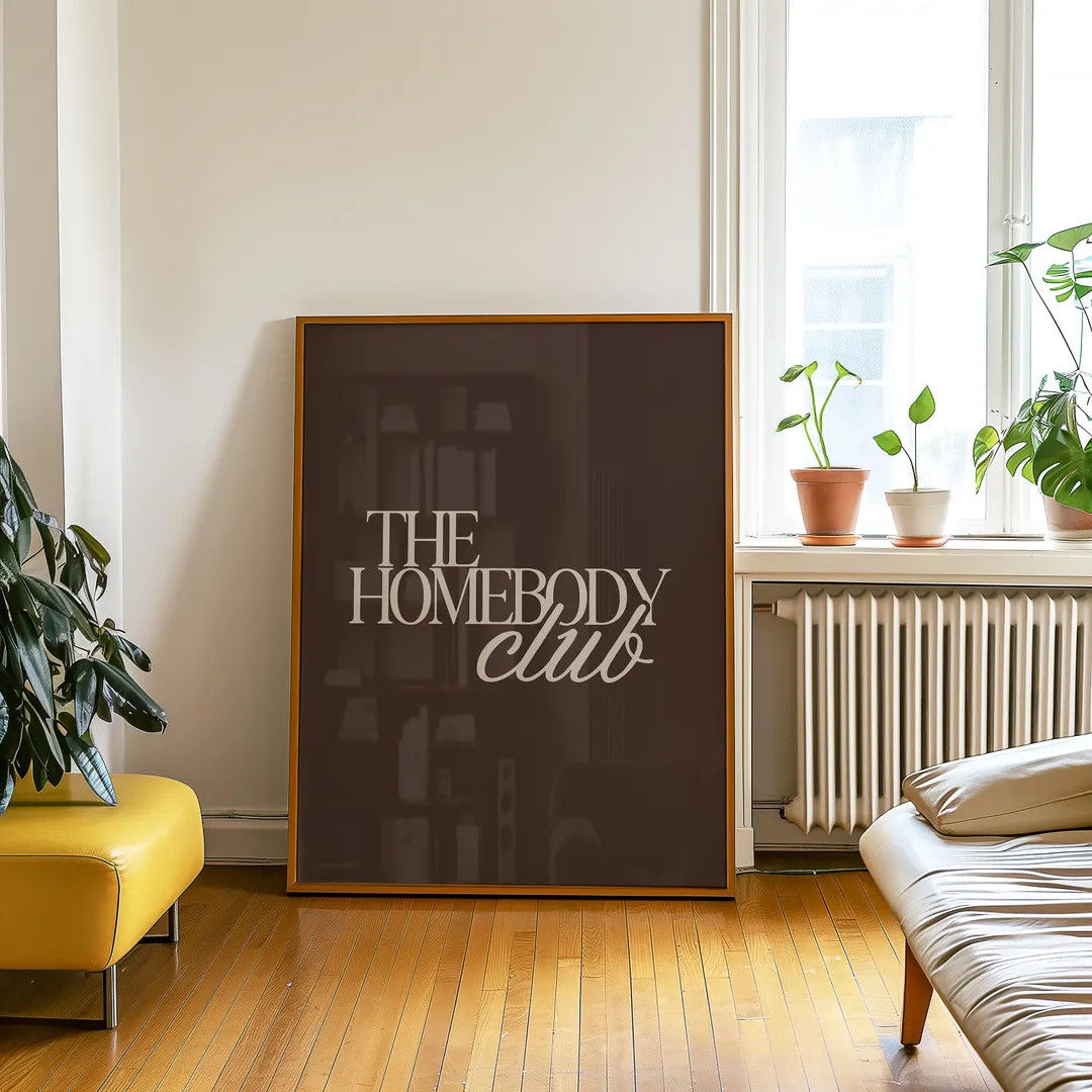 The Homebody Club Print, Brown Beige Trendy Printable Art, Retro Print Bedroom Dorm Room Printabl... | Etsy (US)