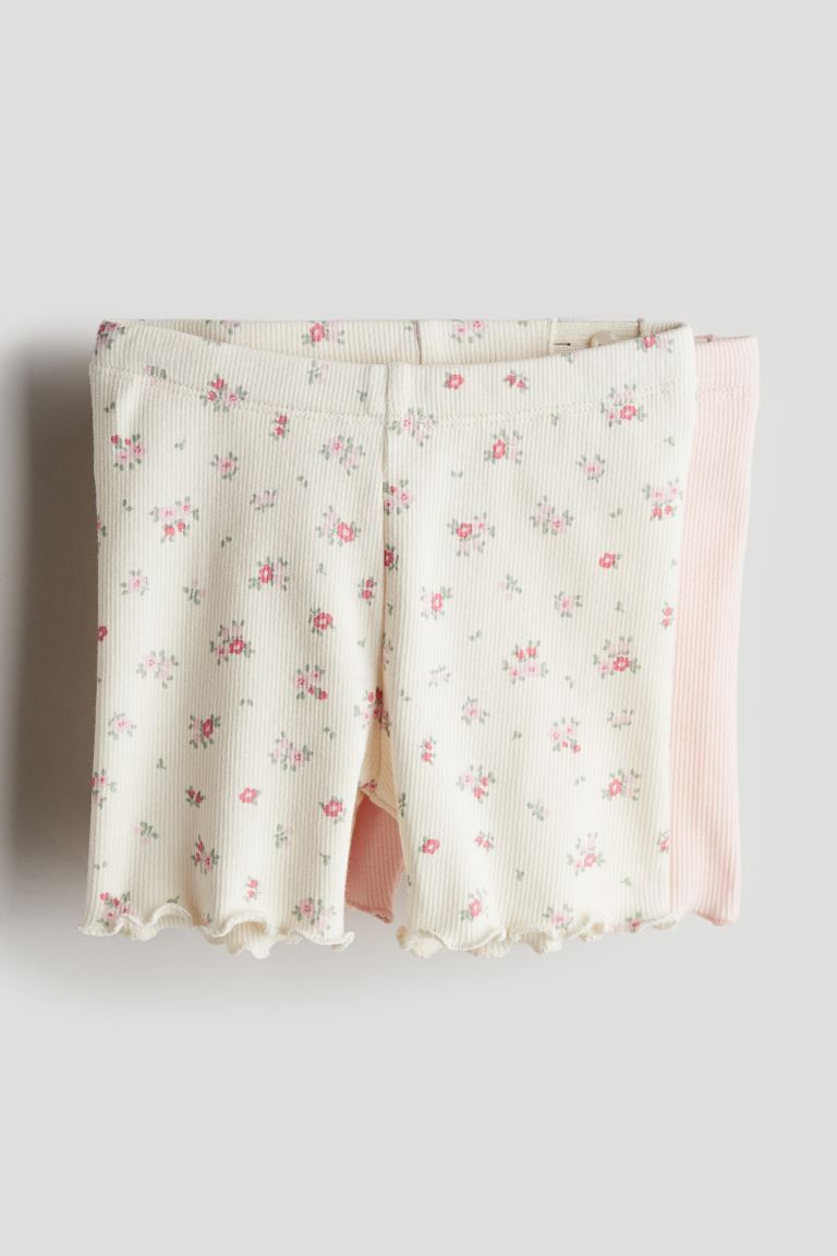 2-pack Cotton Jersey Bike Shorts - Light pink/floral - Kids | H&M US | H&M (US + CA)