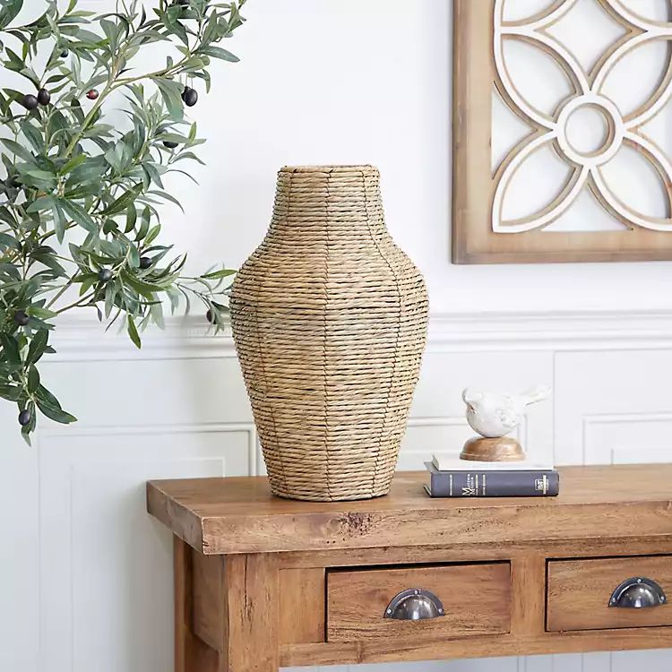 Natural Seagrass Tapered Coastal Vase, 18 in. | Kirkland's Home