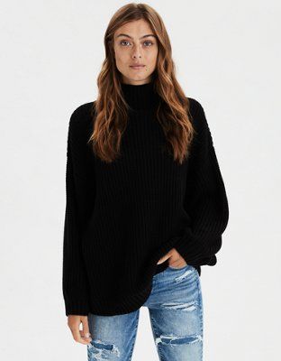 AE Mock Neck Oversized Sweater | American Eagle Outfitters (US & CA)