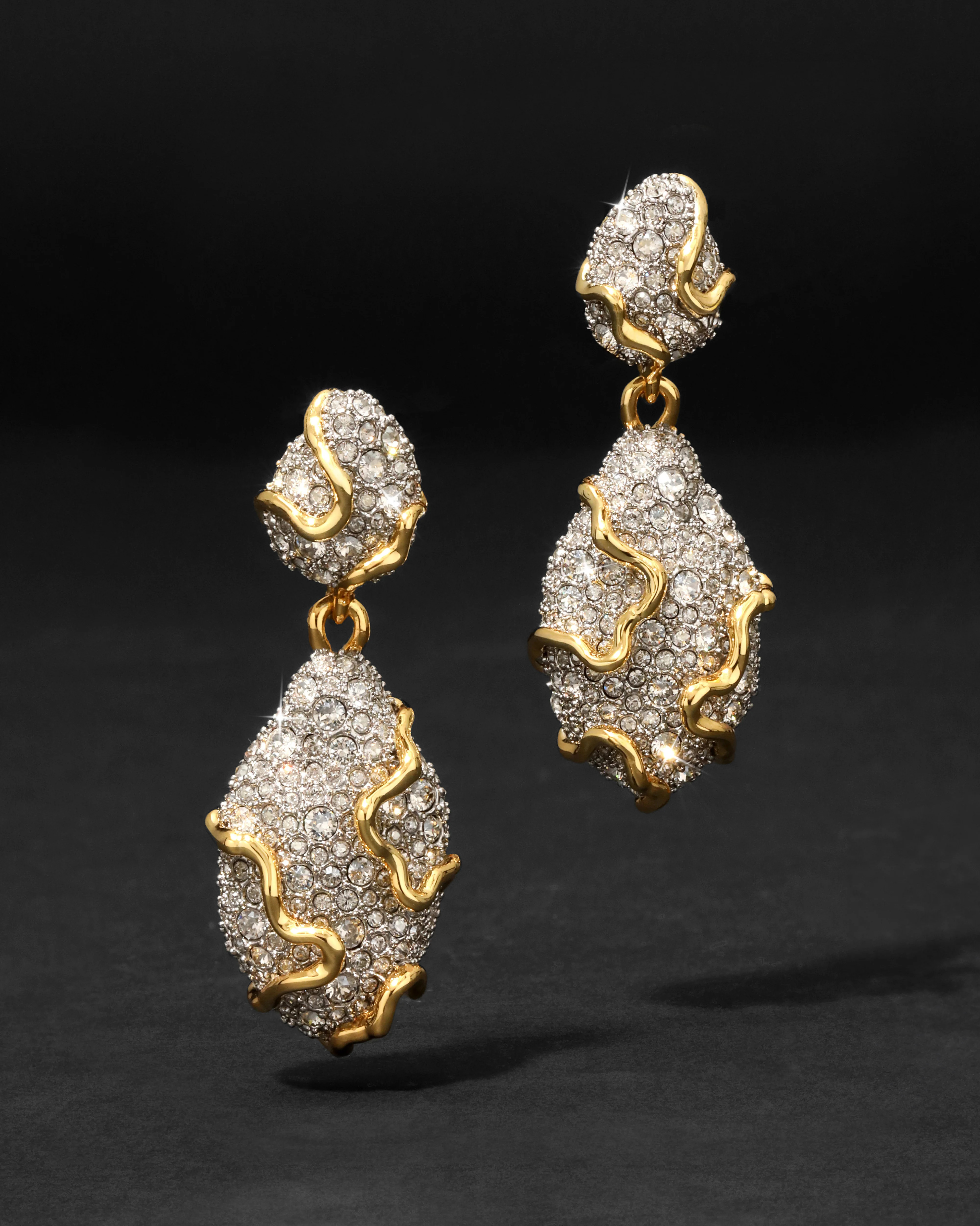 Solanales Crystal Double Drop Earrings | 14k Gold Plated Metalwork | Alexis Bittar