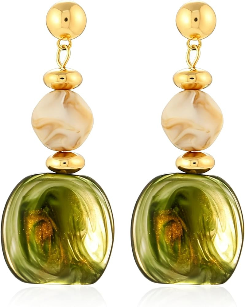 Brown Boho Dangle Earrings for Women Vintage Gold Plated Small Drop Statement Earrings Cute Trend... | Amazon (US)