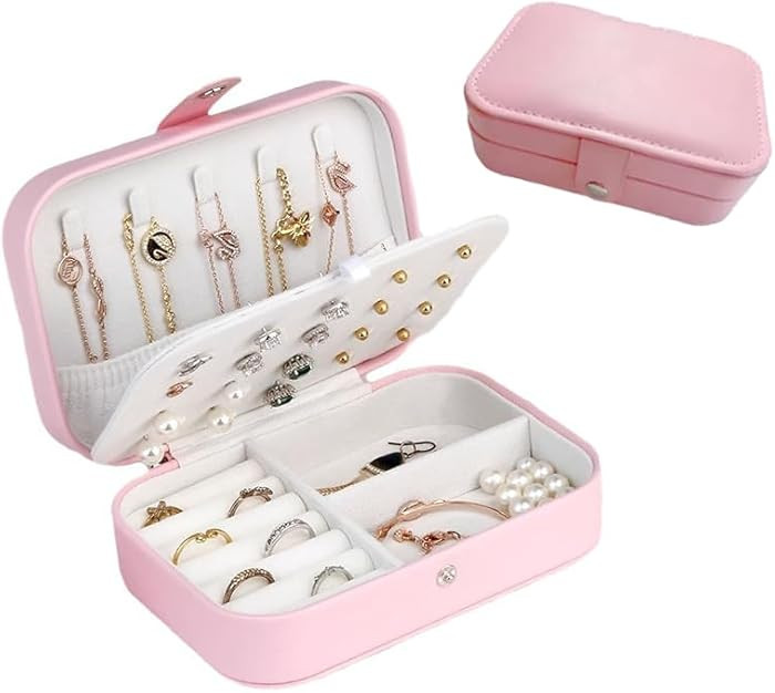 Travel Jewelry Box-PU Portable Mini Organizer for Women & Girls,Small Travel Case for Rings,Stud ... | Amazon (UK)