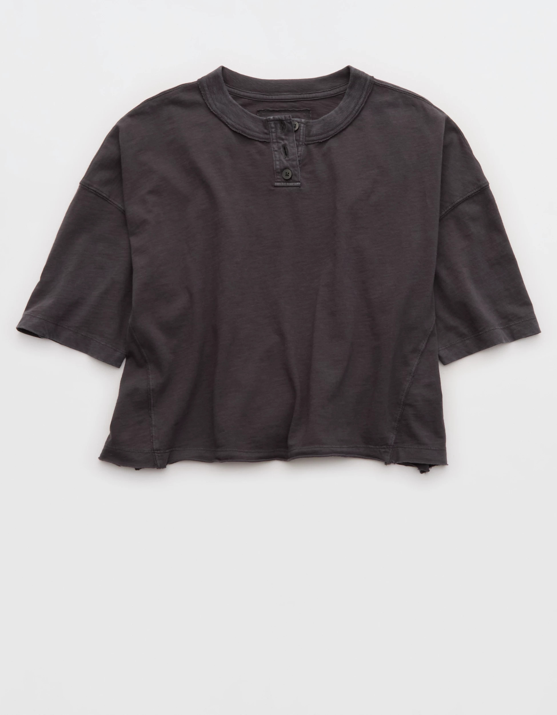 Aerie Remix Henley Cropped T-Shirt | American Eagle Outfitters (US & CA)