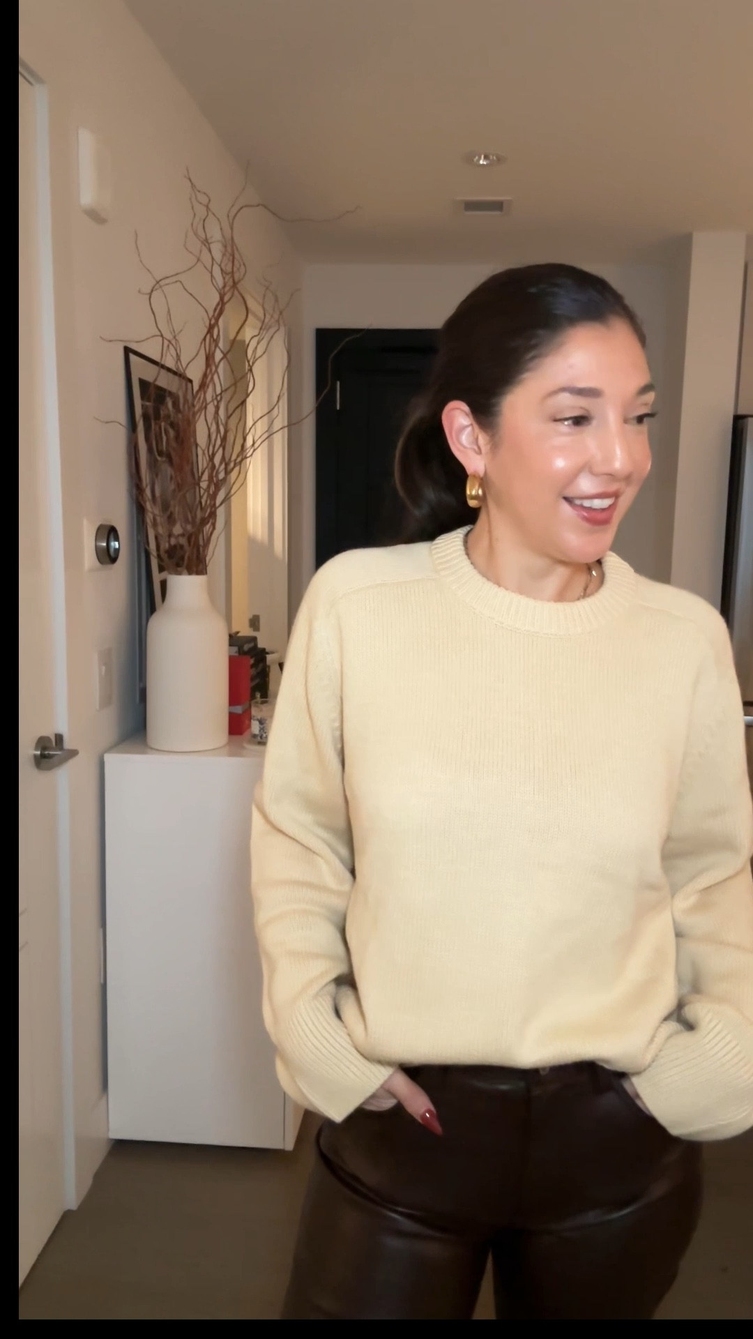 I love this pale yellow sweater with brown leather pants. I’ve linked similar sweaters I love as well. The yellow sweater I am wearing is the color straw. The linked one is a little brighter  

#LTKgrwm #LTKStyleTip #LTKHoliday