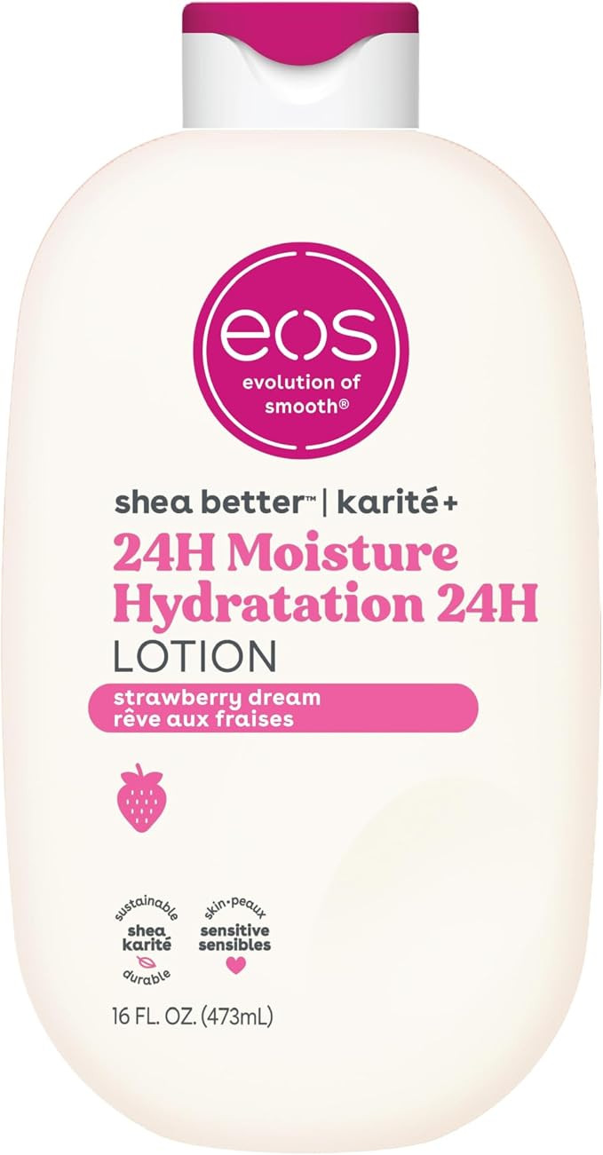 eos Shea Better 24H Moisture Body Lotion Strawberry Dream, Lightweight & Non-Greasy, Vegan, 473ml | Amazon (CA)
