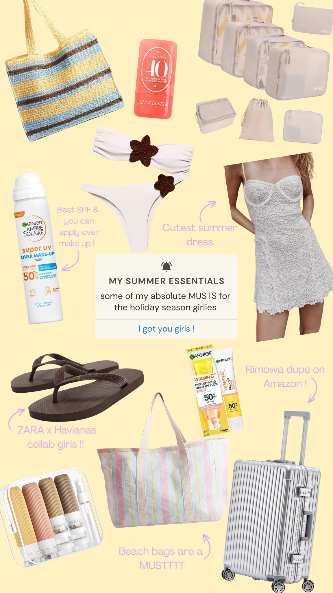 Some of my summer ESSENTIALS that are a must in holiday ! (and those odd sunny days in the uk ☀️) along with some cute bits I found ! THOSE ZARA X HAVIANA collabs unreallll 

#LTKsummer #LTKeurope #LTKtravel