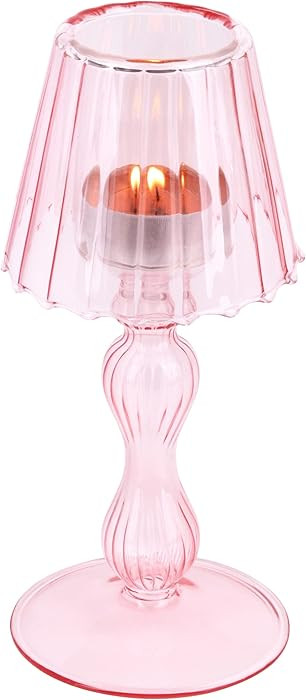 Desk Lamp Shaped Glass Candle Holder - Glass Hurricane Candleholder Crystal Decorative Candle Sta... | Amazon (US)