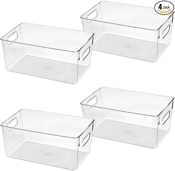 Clear Plastic Storage Bins, Pantry Organizers and Storage Containers Fridge Organizer Bins for Or... | Amazon (US)
