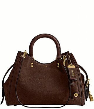 COACH Rogue 31 Suede Satchel Bag - Dark Chocolate | Dillard's