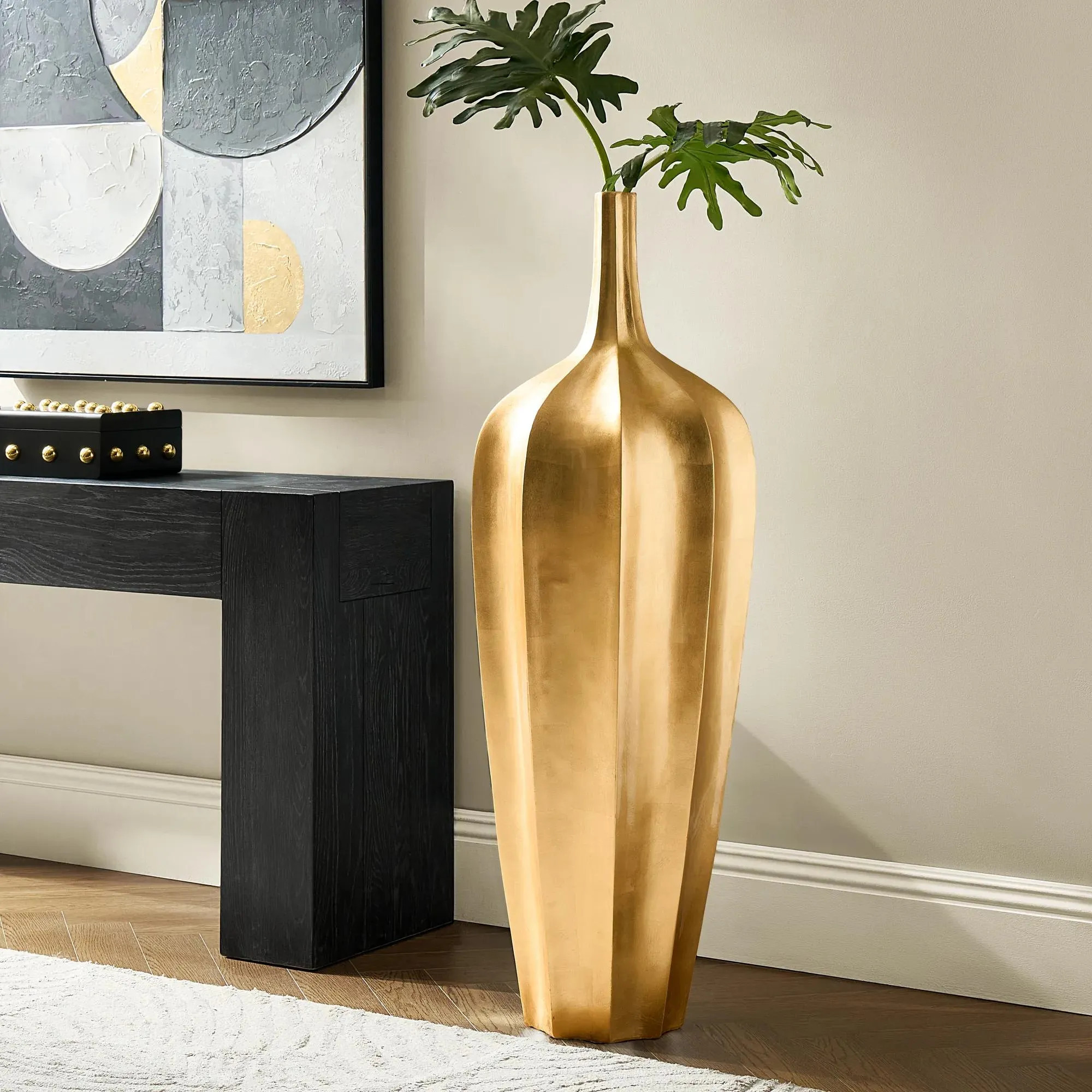 Accolade Vase | Gold | Décor Vase | Z Gallerie | 16.25" Diameter x 48.75"H | Fiberglass | Z Gallerie