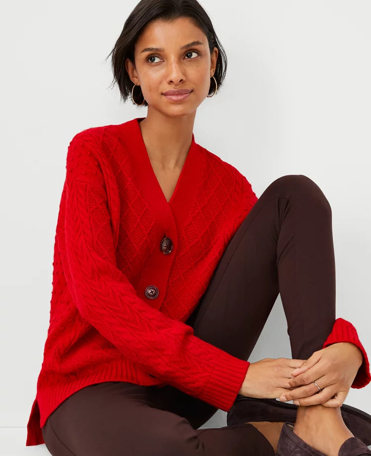 Mixed Cable Cardigan | Ann Taylor (US)