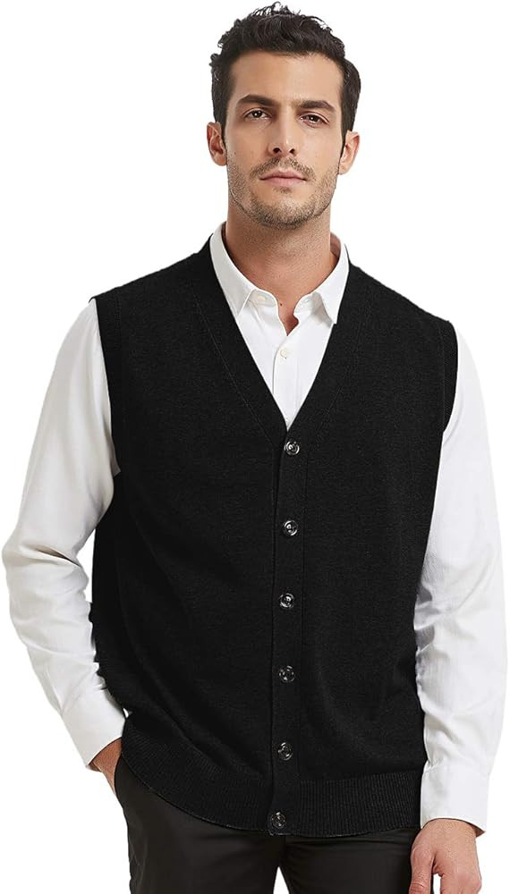 TopTie Mens Sweater Vest Solid Knitted Lightweight Thermal Cardigan | Amazon (US)