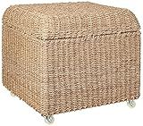 Household Essentials Rolling Seagrass Wicker Storage Seat | Amazon (US)