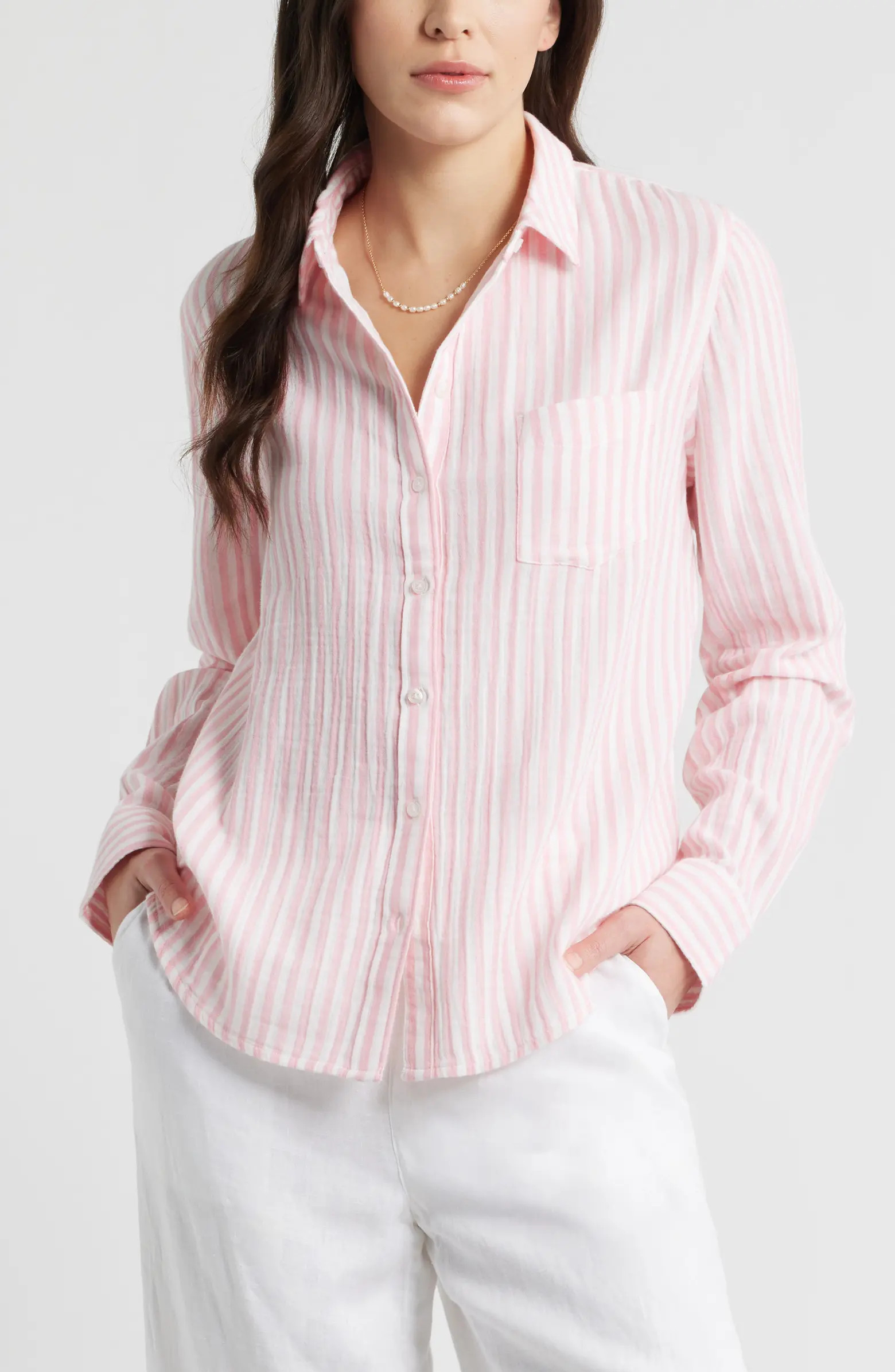 Casual Gauze Button-Up Shirt | Nordstrom