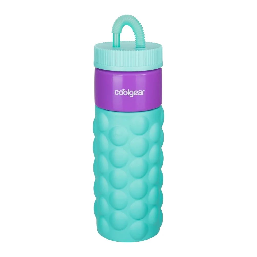 Cool Gear 24oz Plastic Retro Squishy Water Bottle, Bubble Aqua with Foam Grip and Resealable Stra... | Walmart (US)