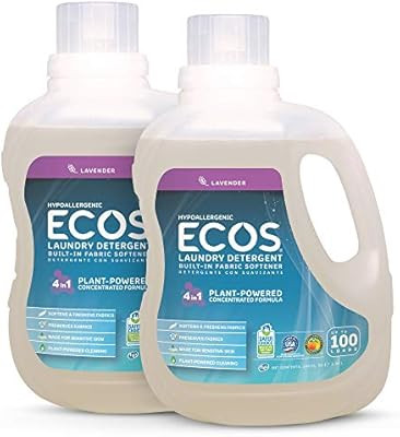 Earth Friendly Products ECOS 2X Hypoallergenic Liquid Laundry Detergent, Lavender, 200 Loads (2 P... | Amazon (US)