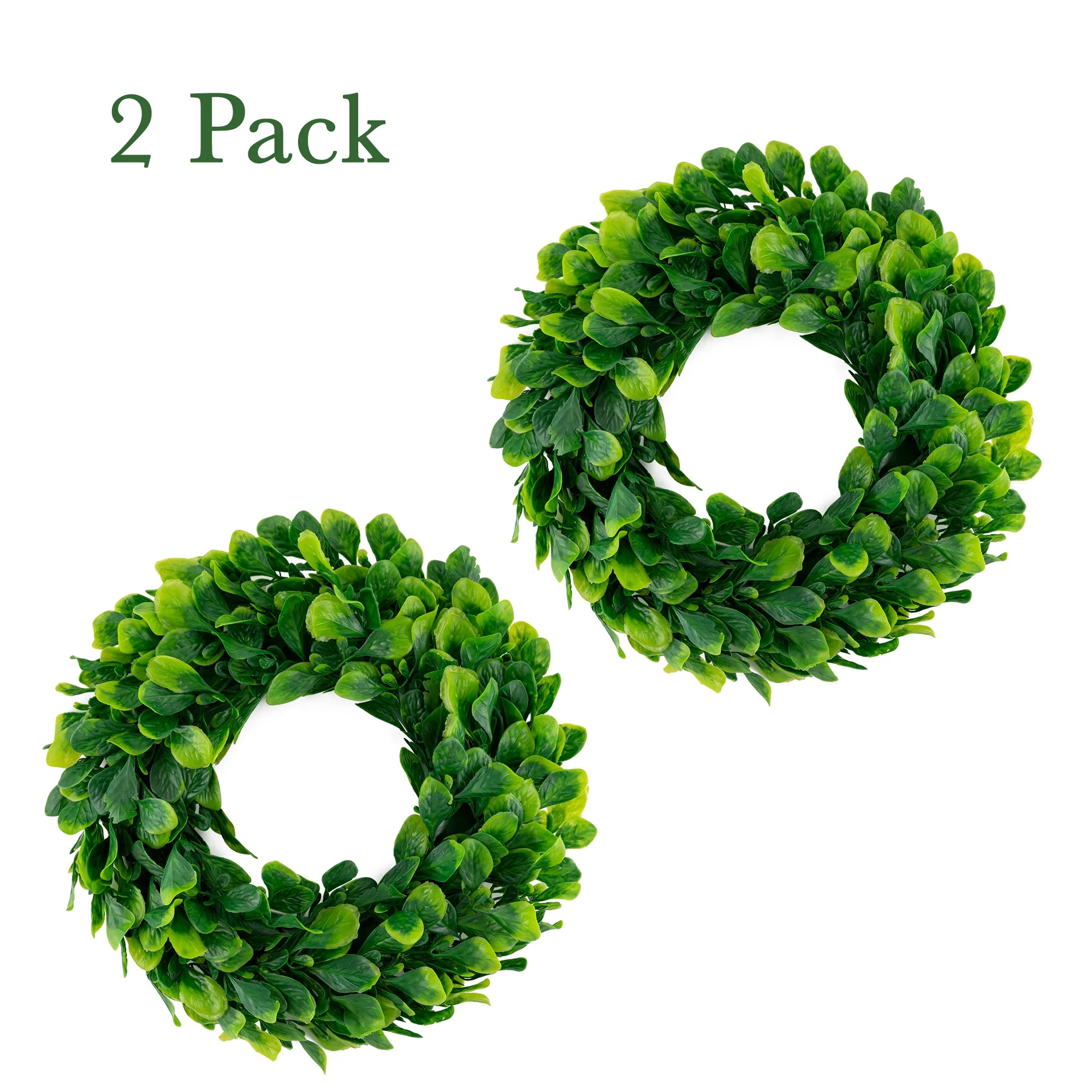 Small Boxwood Wreath Green 10 inch Centerpiece Home Wedding Decor 2 Pack - Walmart.com | Walmart (US)