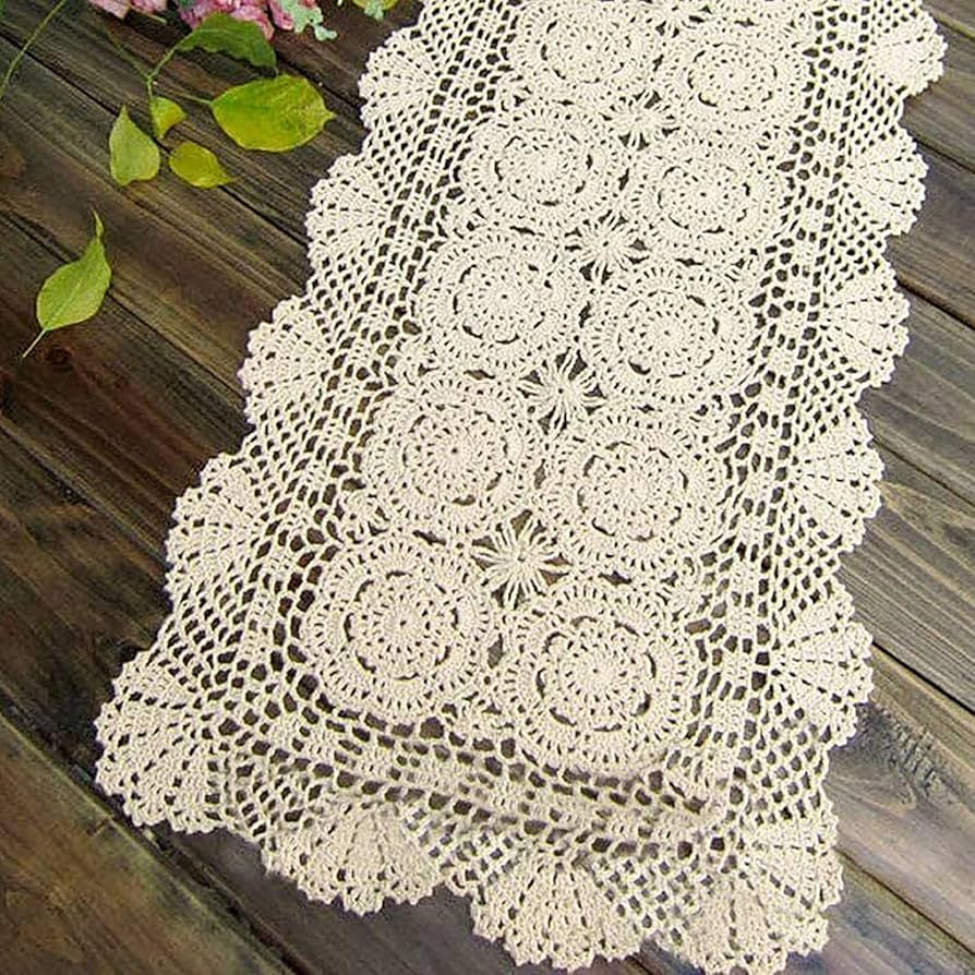 Phantomon Lace Table Runner Rectangular Table Cover Cloth Handmade Crochet Floral Placemats 100% ... | Amazon (US)