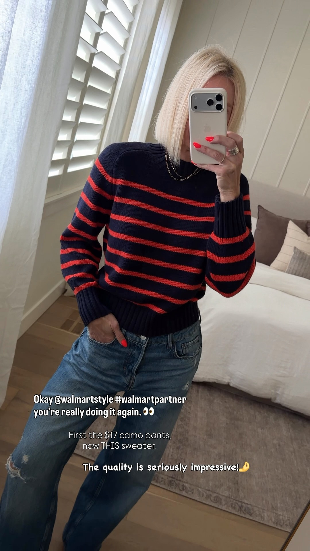 Okay, @Walmart  … I’m impressed. 👏🏻

This sweater is SO good. The quality, weight and overall style are genuinely better than I expected. It’s one of those east, throw-on-and-go pieces you’ll reach for all season.

BOTH colors are fully stocked in all sizes!

I think it fits true to size — I’m wearing a medium in the blue/orange, and sized up to large in the dark olive/blue for a slightly looser fit.

#WalmartPartner

#LTKmomlife #LTKSeasonal #LTKOver40