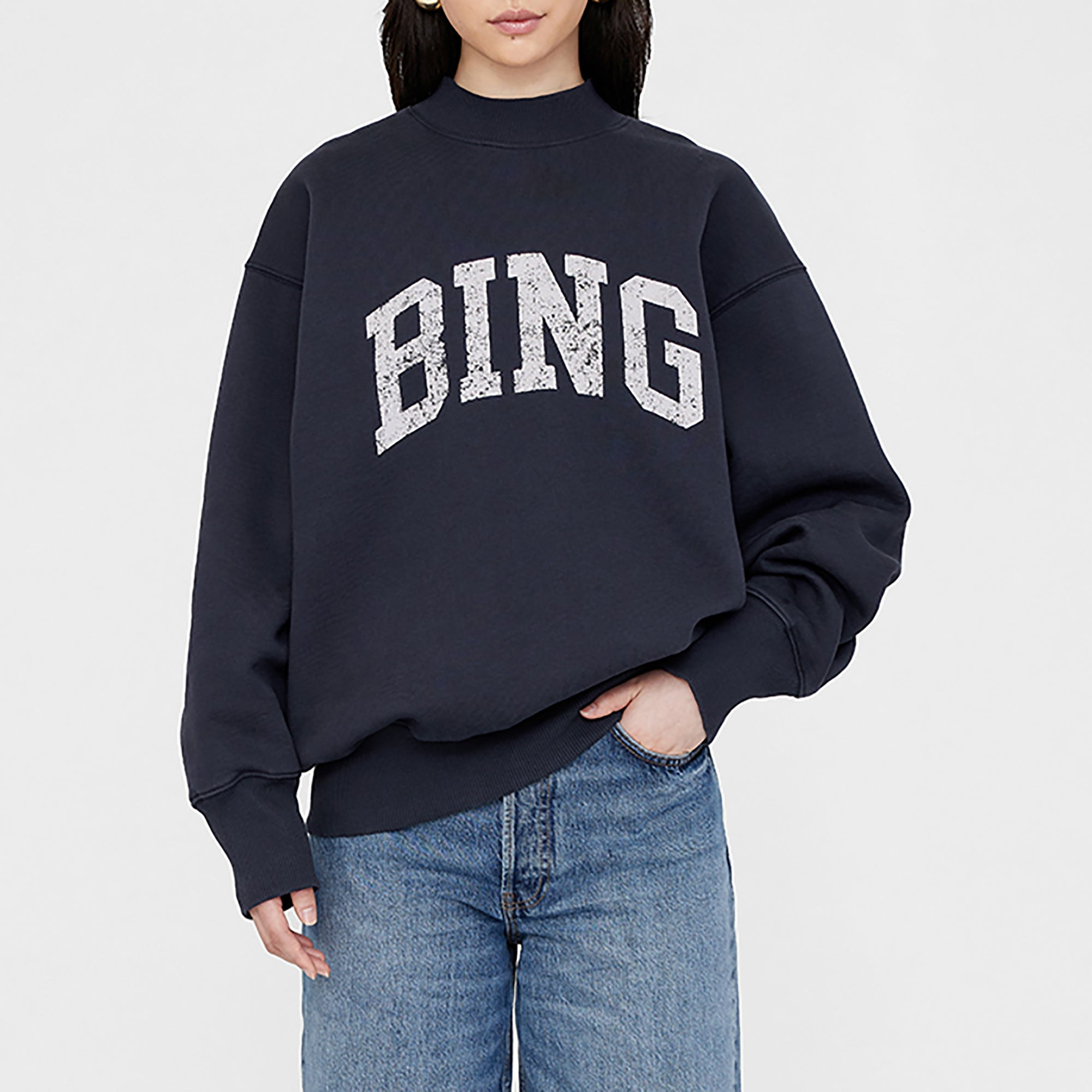 Anine Bing Bradie Cotton-Blend Jersey Sweatshirt - S | Coggles | Coggles (Global)