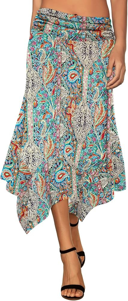 DJT Women's Flowy Handkerchief Hemline Midi Skirt | Amazon (US)