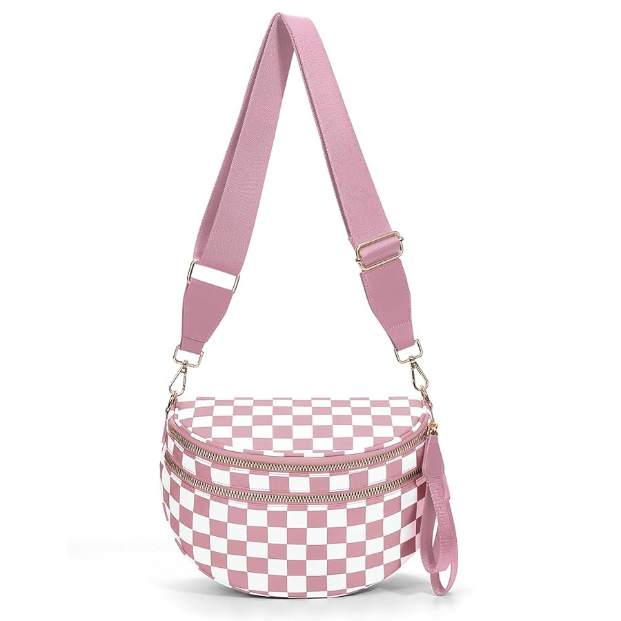 Checkered Crossbody Bum Bags for Women Nylon Checkered Purse Checkerboard Fanny Pack | Amazon (US)
