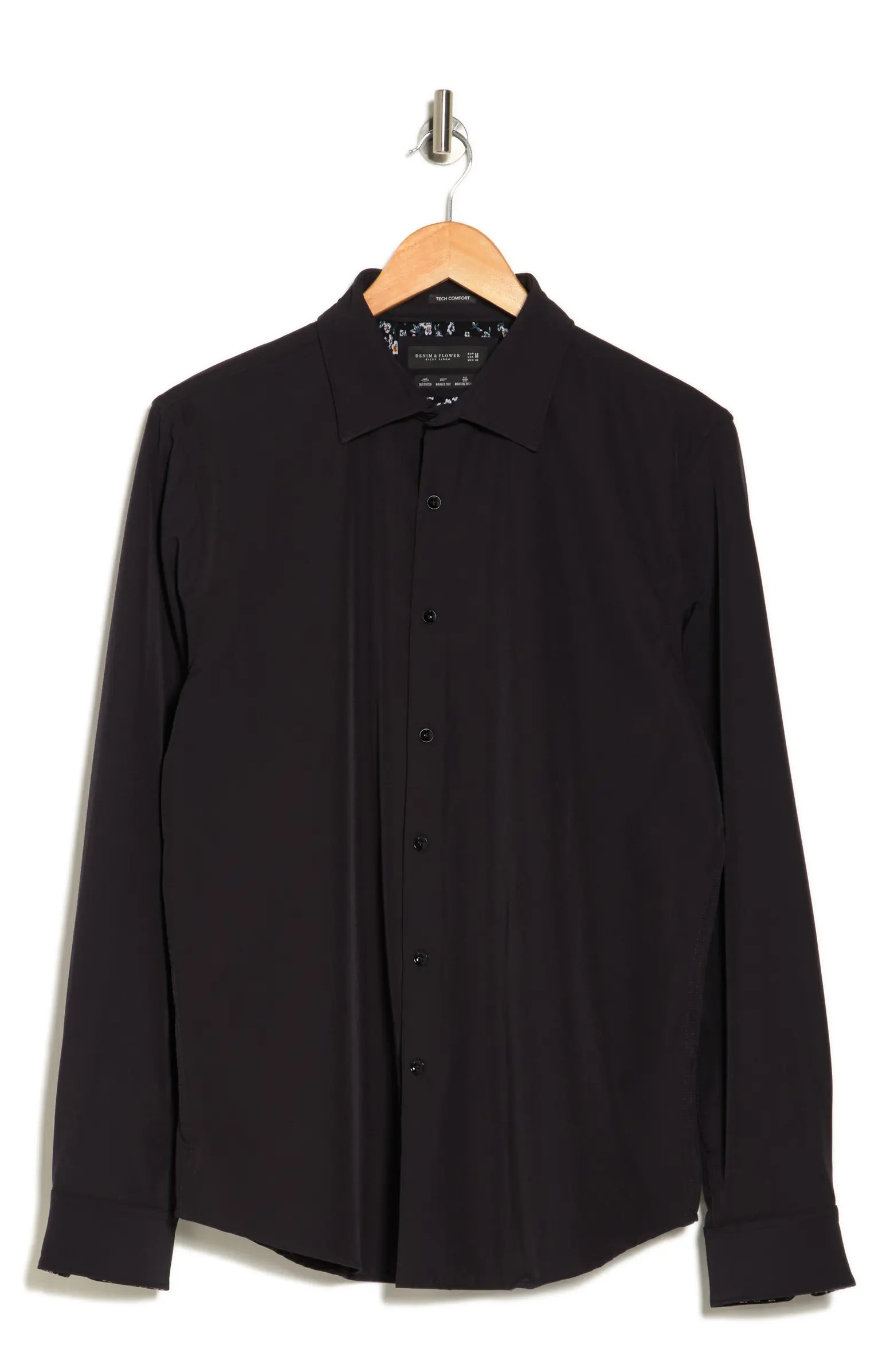 Dressy Solid Stretch Button-Up Tech Shirt | Nordstrom Rack