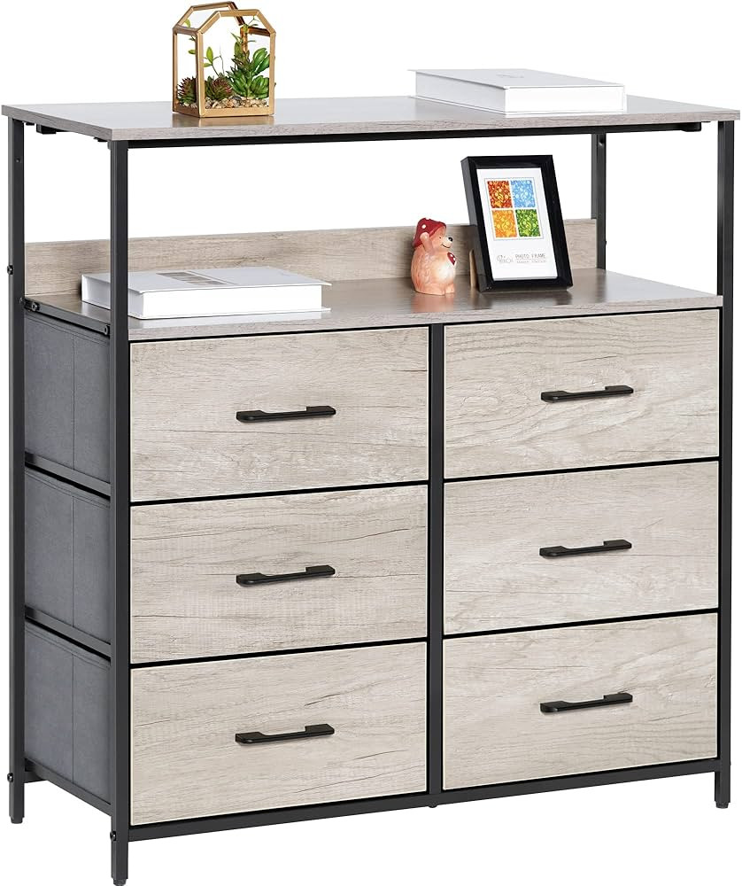 LYNCOHOME Dresser for Bedroom 6 Drawer Dresser with Shelvesfor Kids Room, Closet, Living Room TV ... | Amazon (US)