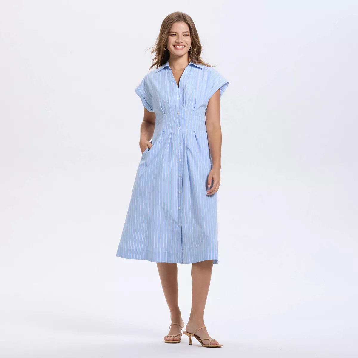 Women's Short Sleeve Pleated Midi Shirtdress - A New Day™ | Target
