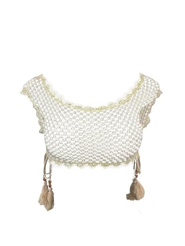 RoseSeek Women's Boho Crochet Crop Tops Tie Side Tops Beach Cover Ups | Amazon (US)