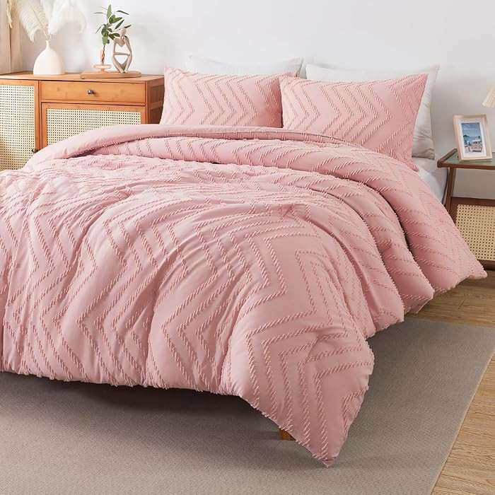 Pink Comforter Set Queen, Boho Cute Girls Women Soft Fluffy Warm Lightweight Bedding Comforter Se... | Amazon (US)