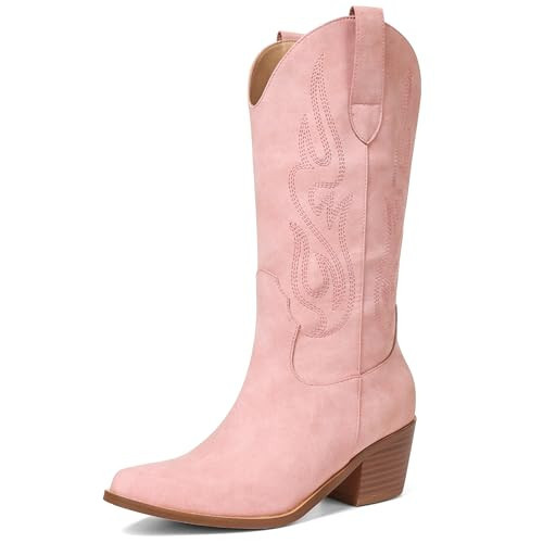 AOSPHIRAYLIAN Cowgirl Boots Wide Calf Cowboy Boots for Women Western Pointed Toe Embroidered Chunky Heel Country Concert Outfits | Amazon (US)