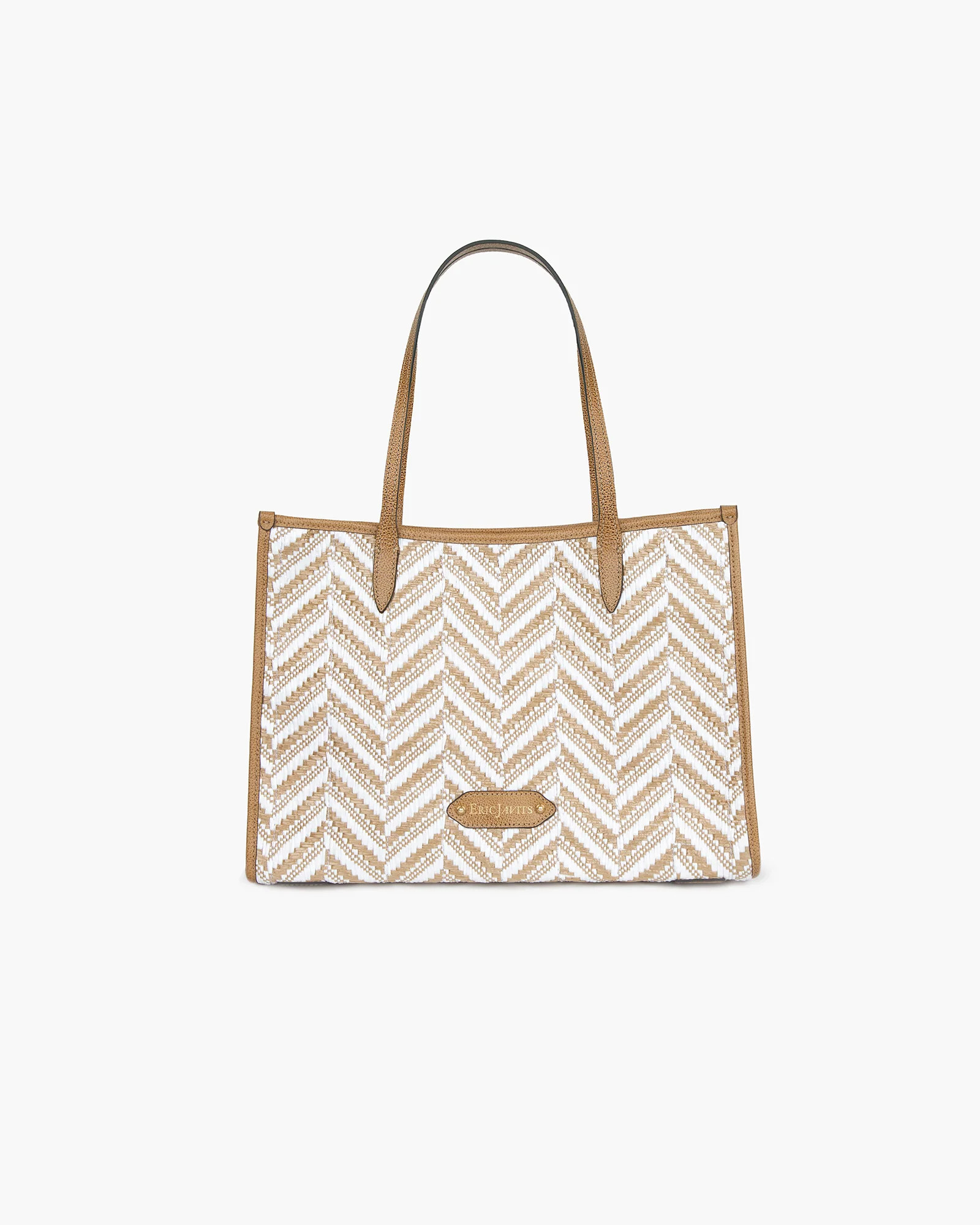 Palmoway Tote Bag I Raffia with Leather Trim | White Mix | Eric Javits | Eric Javits