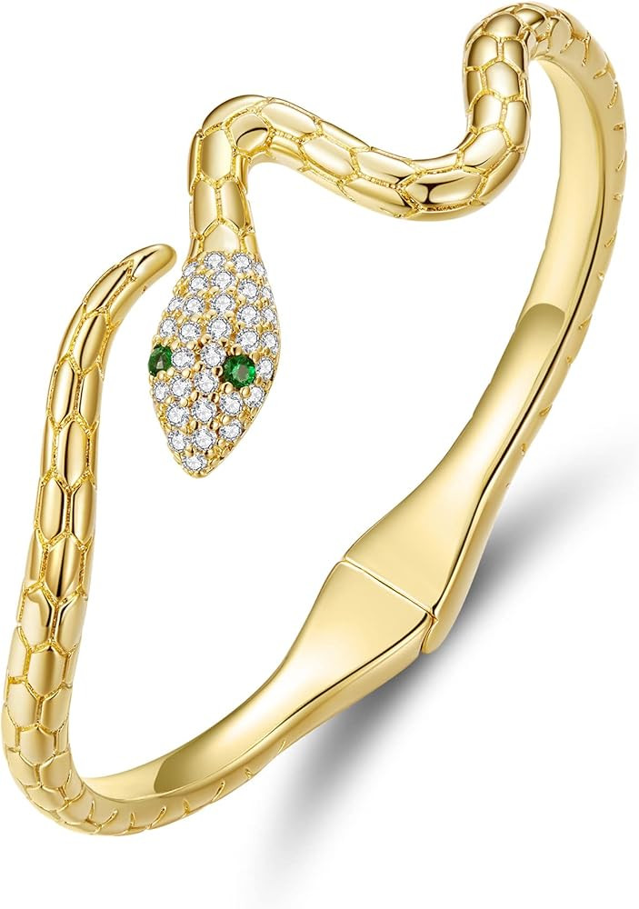 Snake Bracelets Adjustable Snake Bracelet Open Bangle Cuff Bracelet Silver Serpent Wrap Bypass Br... | Amazon (US)