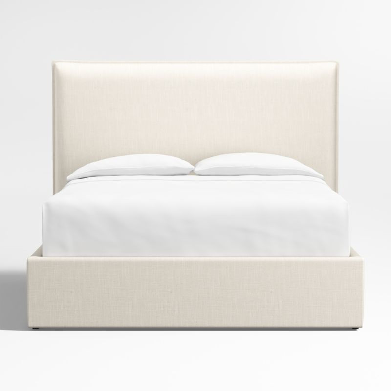 Arvada 54" Linen Ivory Upholstered Queen Headboard with Storage Bed Base + Reviews | Crate & Barr... | Crate & Barrel