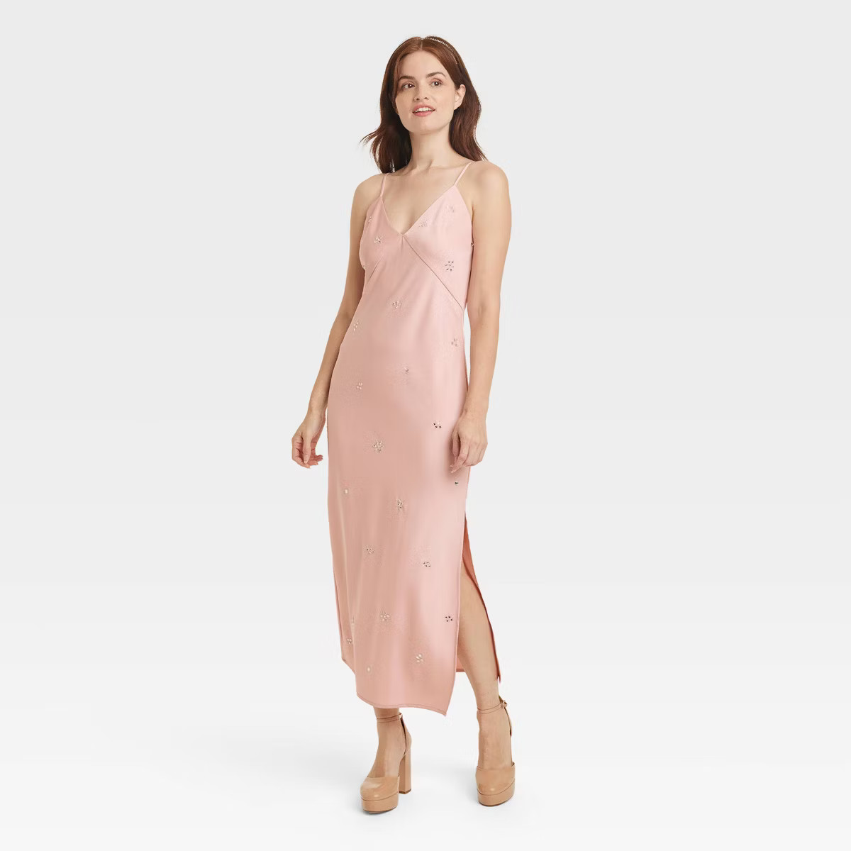 Women's Embellished Slip Dress - A New Day™ Dusty Pink | Target