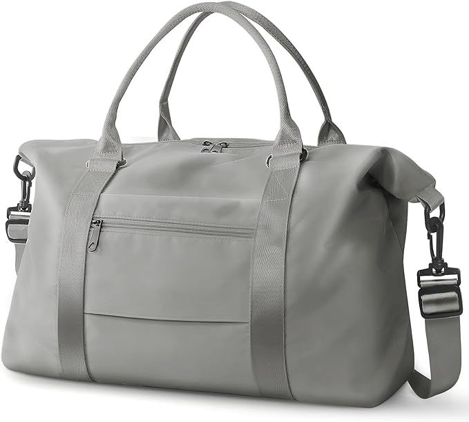 Large Duffel Bag, Waterproof, Polyester, 03 Silver Gray, 18.5 x 14.2 x 8.5 in | Amazon (US)